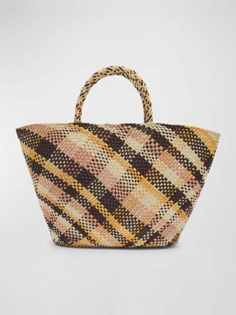 ULLA JOHNSON Mariana Small Plaid Basket Tote Bag