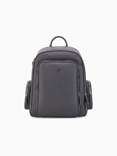 EMPORIO ARMANI BACKPACK WITH A METALLIC LOGO AND SILVER-TONE ZIPS