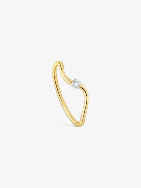 TOUS 18K solid gold wave-shaped Ring with Diamonds Daisy