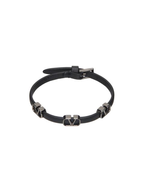 Valentino Black VLogo Signature Leather Bracelet