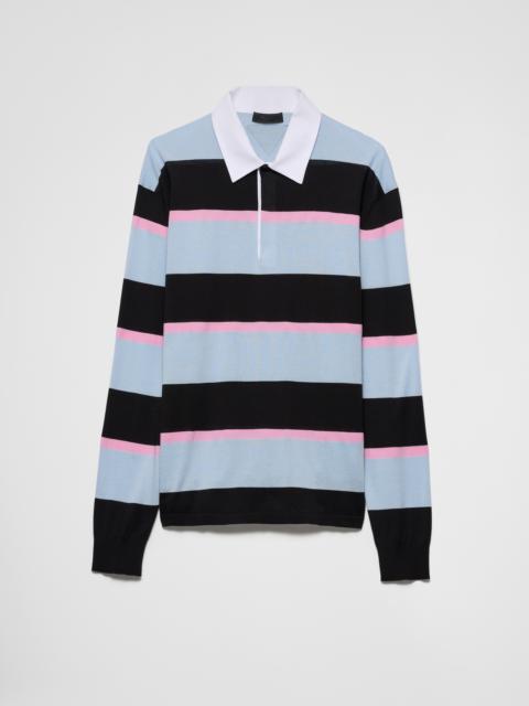 Prada Striped silk and cotton polo shirt
