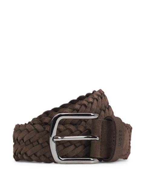 BOSS WOVEN SUEDE BELT WITH LOGO KEEPER