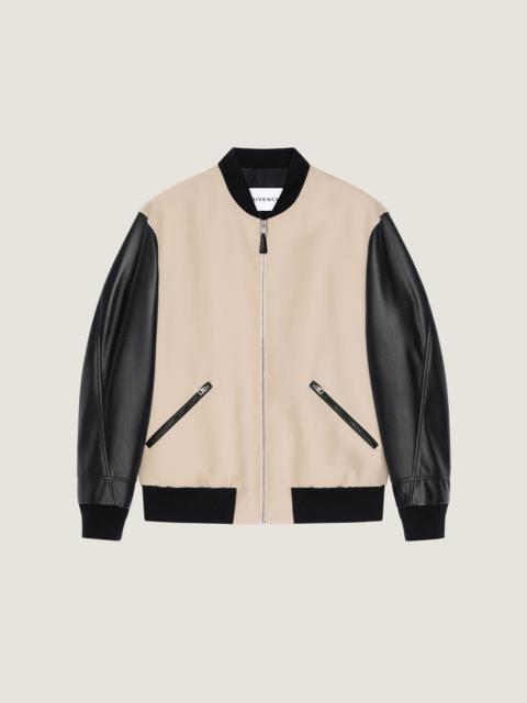 Givenchy MIX MATERIAL BLOUSON WITH GIVENCHY PARIS EMBROIDERY