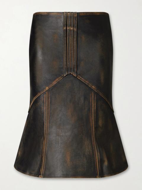 SHUSHU/TONG Leather Midi Skirt