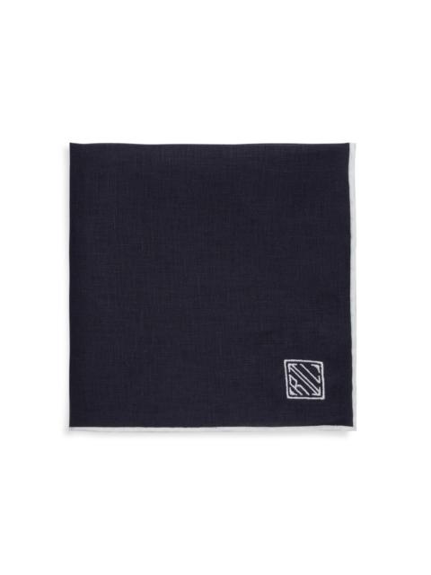 Ralph Lauren Men's Art Deco Logo Linen Pocket Square - Navy
