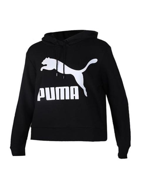 PUMA (WMNS) PUMA Classics Logo Hoody Knitting Pullover Fleece Black 595915-01