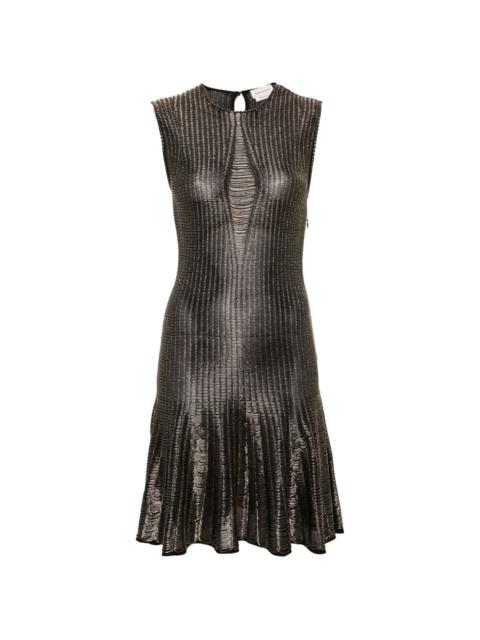 metallic-threading flared dress