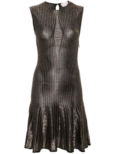 metallic-threading flared dress