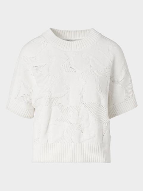 AKRIS Chunky Flower Ajour Knit Short-Sleeve Sweater