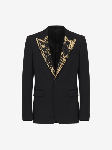 Men's Embroidered Single-breasted Jacket in Black