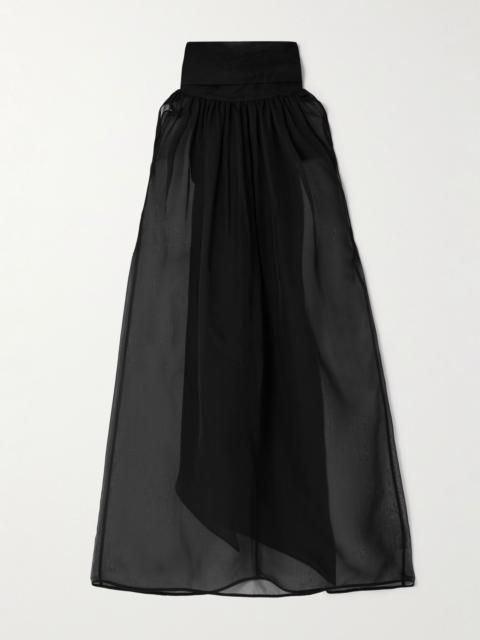 SAINT LAURENT Tie-neck silk-chiffon blouse Black