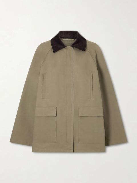 TOTEME Corduroy-trimmed Cotton-gabardine Coat