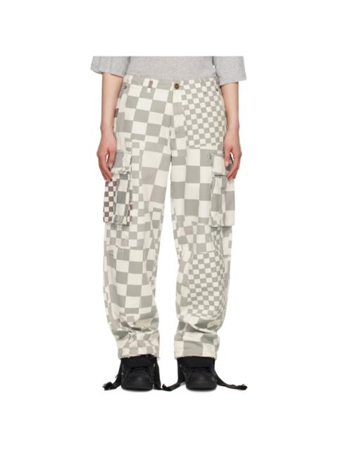 Gray Check Cargo Pants