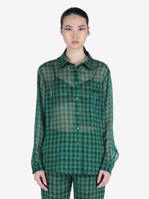 N°21 LOGO-EMBROIDERED CHECKED SILK SHIRT