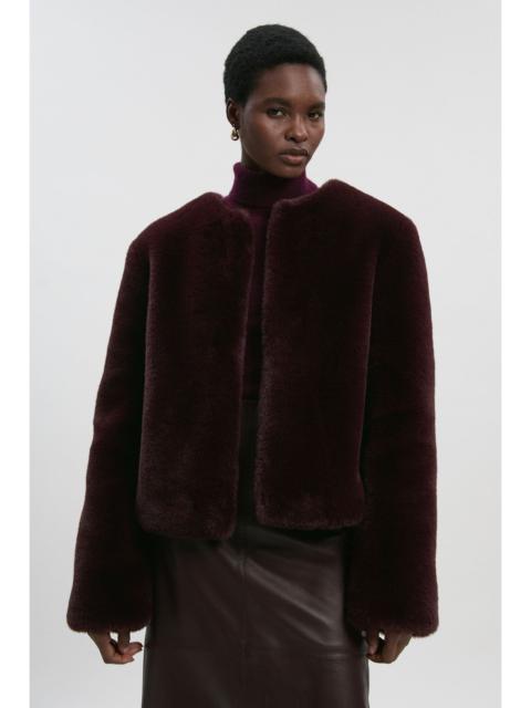 KAREN MILLEN Collarless Faux Fur Jacket