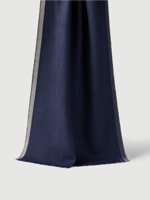 Brunello Cucinelli Wool and cashmere diagonal scarf with striped edge