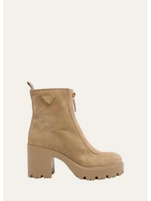 Prada 85mm Stride Flow Suede Ankle Boots