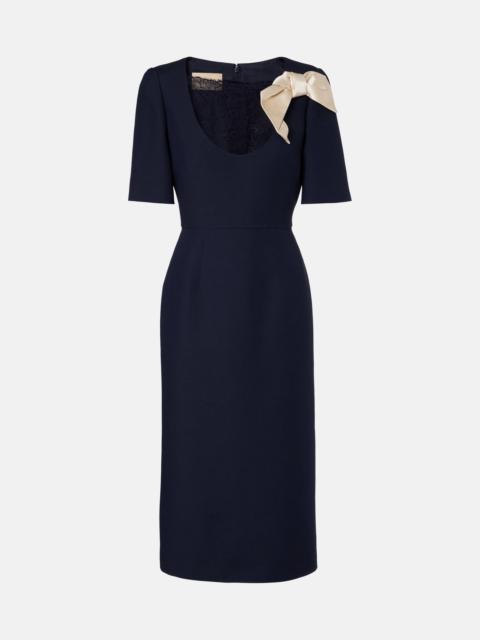 Valentino Crepe Couture bow-detail lace-trimmed midi dress