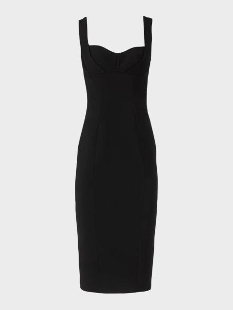 COSTARELLOS Avera Sculpted Crepe Sleeveless Midi Dress