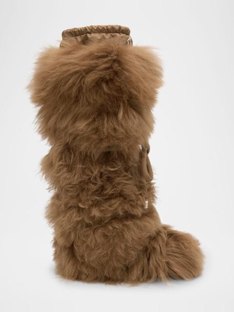 Moncler Gaia Shaggy Shearling Tall Snow Boots