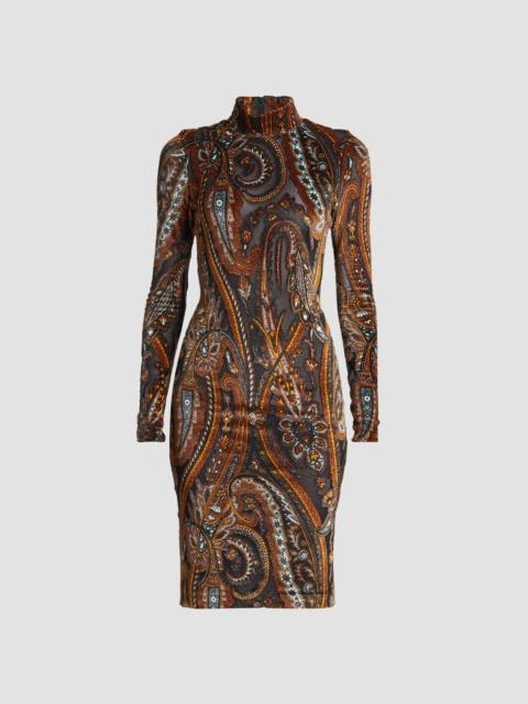 Etro Women's Velvet Paisley Sheer Knee-Length Dress - Multi