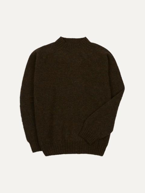 Drake's Brown Brushed Shetland Mock Neck Jumper