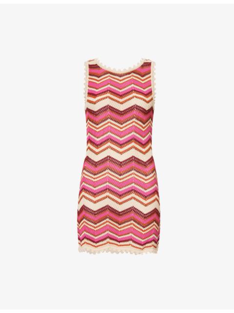 DEVON WINDSOR Alba Zigzag-Pattern Knitted Mini Dress