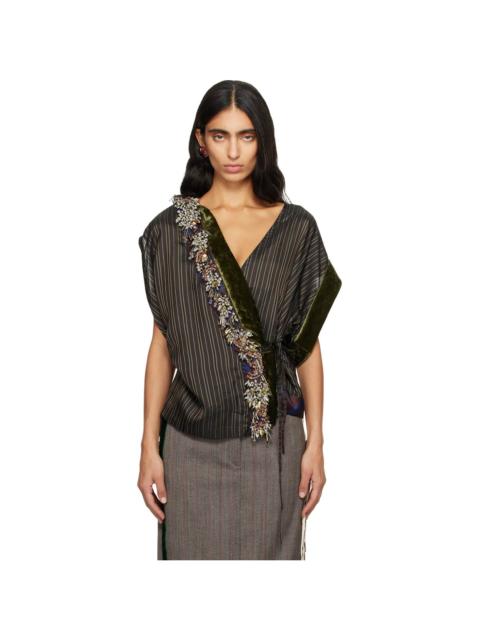 Dries Van Noten Brown Embellished Blouse