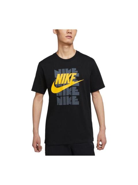 Nike Nike Sportswear Leisure Sports Letter Print Crewneck Short Sleeve Men's Black DD3382-010