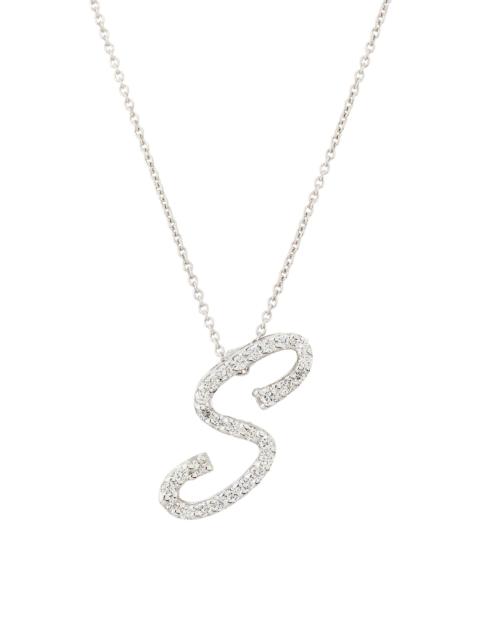 ROBERTO COIN Women's Tiny Treasures Script Initial 18K White Gold, Ruby & 0.24-0.34 TCW Diamond Pendant Necklace