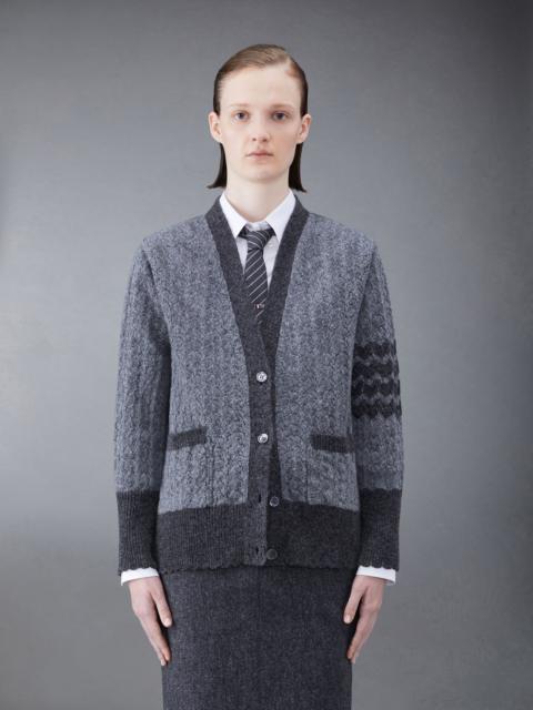 Thom Browne Shetland Cable Pointelle 4-Bar Crew Neck Pullover