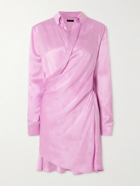 BALENCIAGA Draped Logo-jacquard Silk Mini Wrap Dress