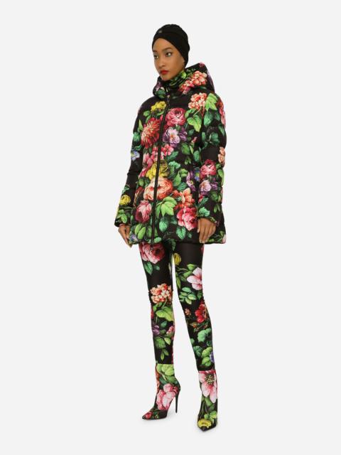 Dolce & Gabbana Nylon down jacket with cretonne floral print