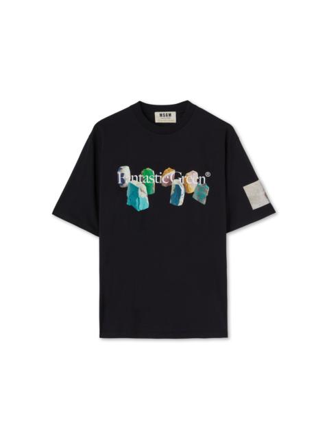 MSGM "FANTASTIC GREEN INVERSE SERIES" organic jersey cotton T-Shirt