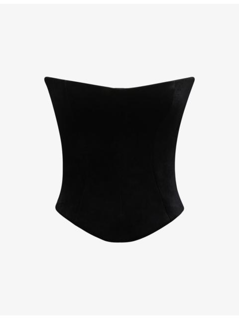 House of CB Omari Stretch-Velvet Corset Top