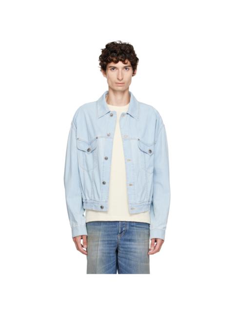 VERSACE Blue Chambray Denim Bomber Jacket