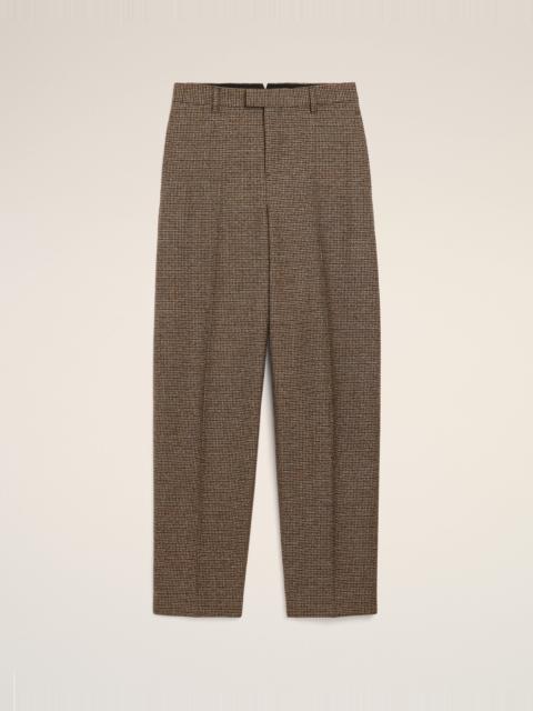 AMI Paris BROWN HOUNDSTOOTH BALLOON-FIT WOOL TROUSERS