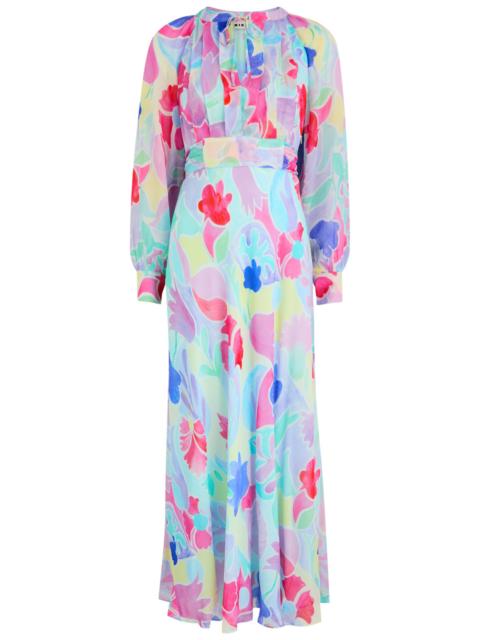 RIXO Rixo Aero Printed Chiffon Maxi Dress
