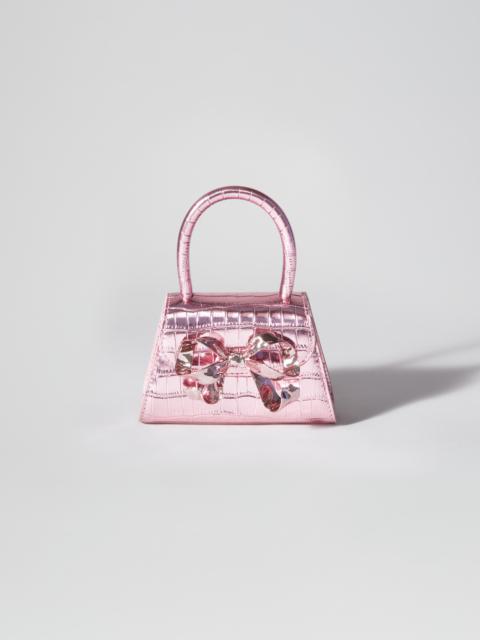 self-portrait Pink Metallic Croc Micro Bow Bag