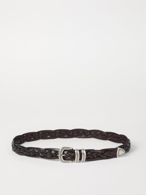 Brunello Cucinelli Braided calfskin belt with detailed buckle and tip