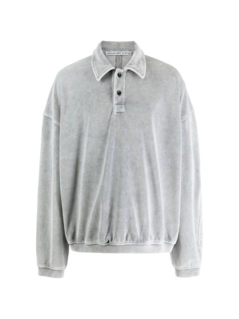 logo-embossed polo-collar sweatshirt