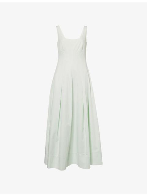 ROLAND MOURET Square-Neck Sleeveless Cotton-Garbadine Maxi Dress