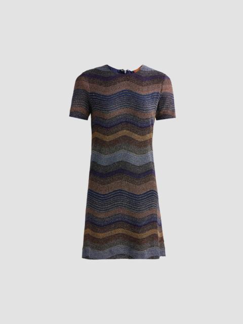 Missoni Women's Wave Motif Short-Sleeve Mini Dress - Violet Gold Black