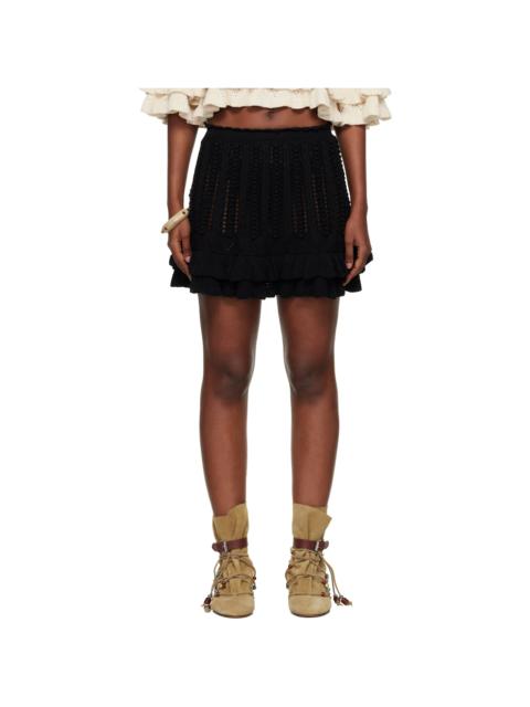 Isabel Marant Étoile Black Nelle Frilly Cotton Knit Miniskirt