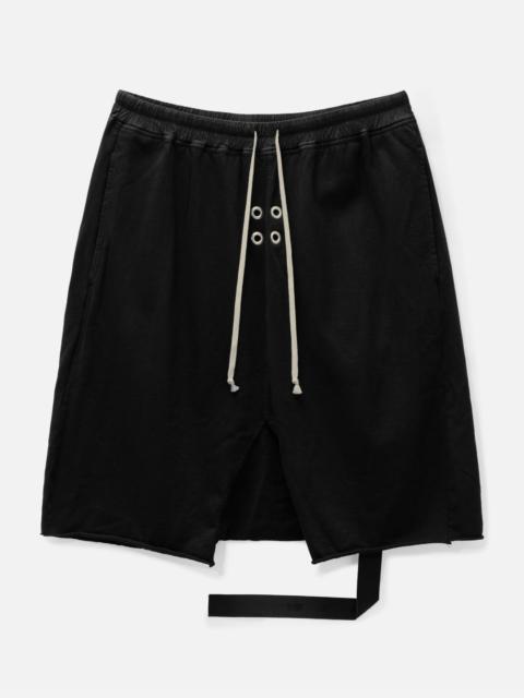 Rick Owens DRKSHDW Pods Straight-Leg Eyelet-Embellished Cotton-Jersey Drawstring 반바지