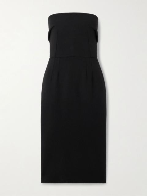 Dolce & Gabbana Strapless wool-crepe midi dress Black