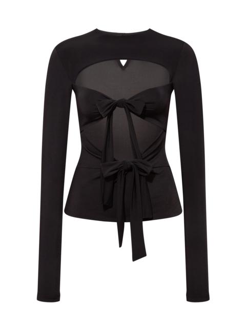SIEDRÉS Lenna Tie-Front Cutout Jersey Top black