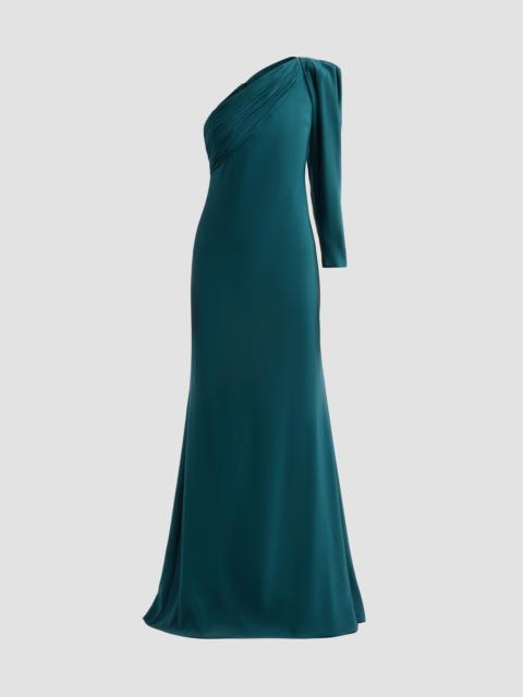 BADGLEY MISCHKA Women's One-Shoulder Draped Mermaid Gown - Pine