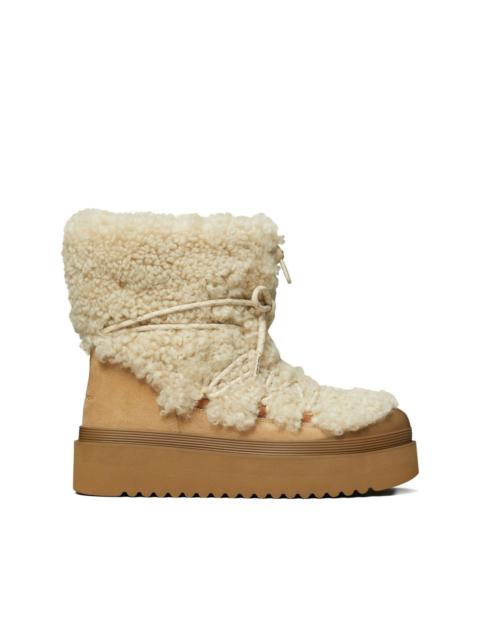 TORY BURCH shearling lace-up boots