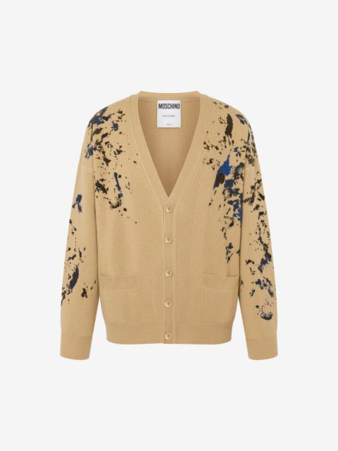 Moschino PAINTED EFFECT WOOL CARDIGAN